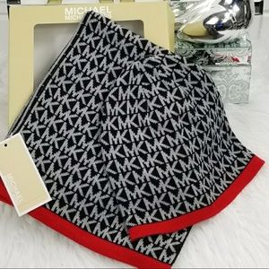 JUST SOLD MK Kors Scarf & Hat Set Black/Red
